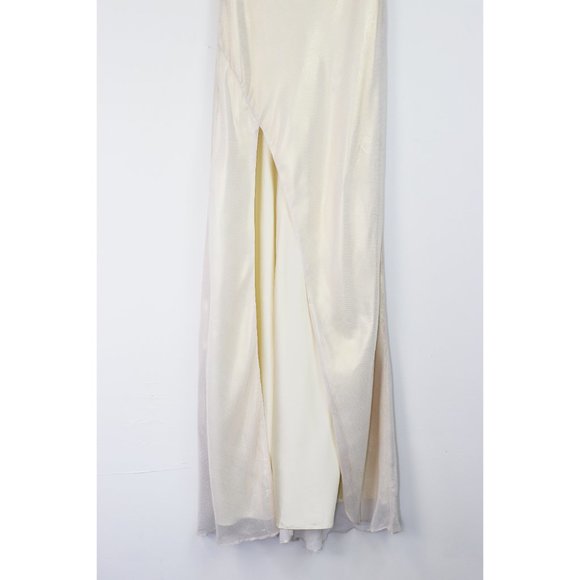 Lovers + Friends Maia Cowl Neck Slip Gown Maxi Dress Cloud Metallic Small - Picture 5 of 7